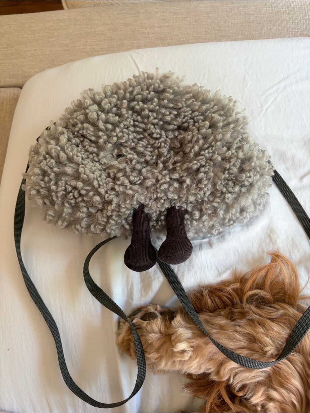 Jellycat Plush Crossbody Bag - Gray with Dark Brown Legs